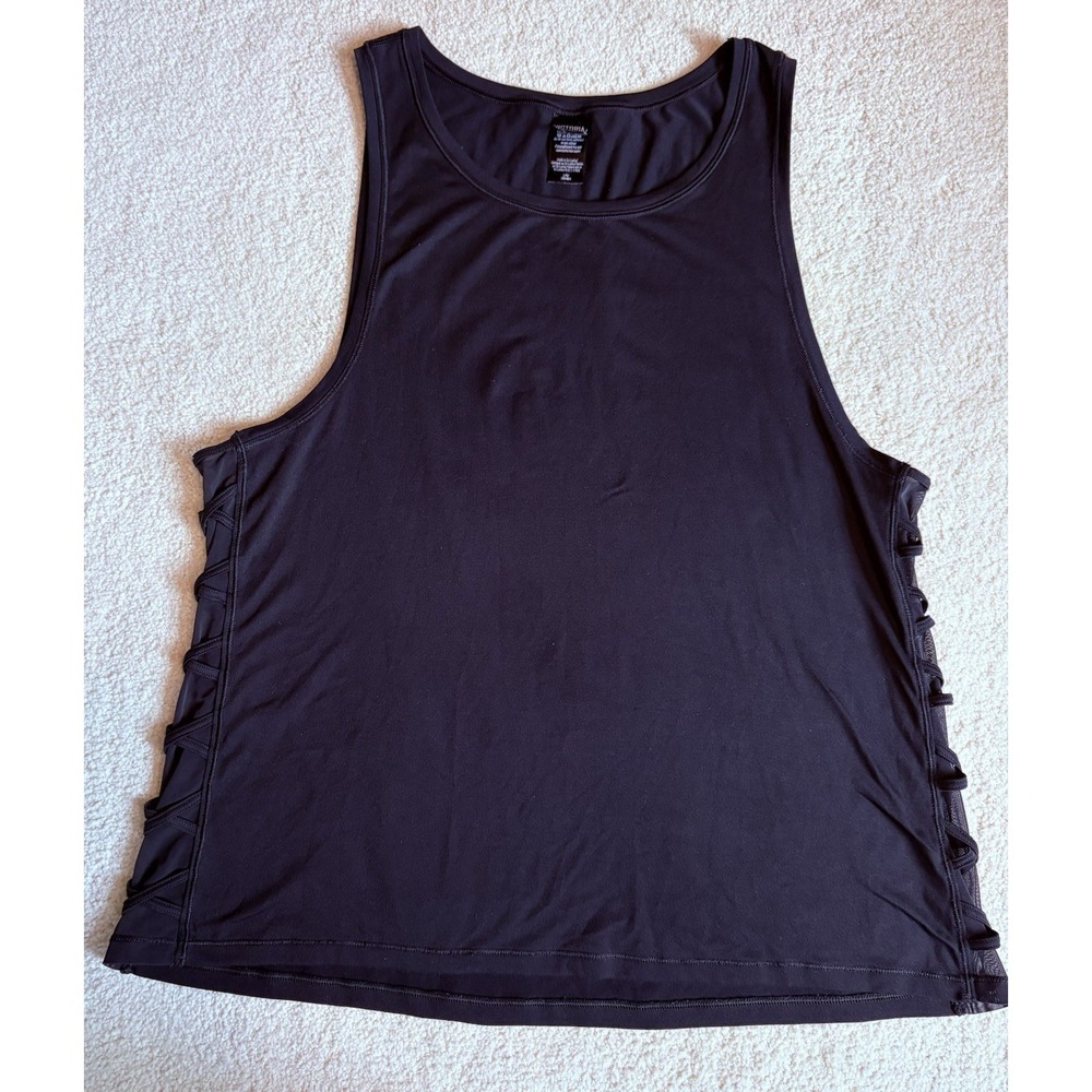 Victoria's Secret Sport Tank Top Shirt Womens L Black Mesh Sides VS Gym Fit